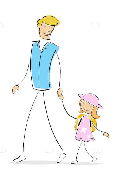 Father and Daughter Walking Holding Hands